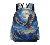 TPISLI Students Owl Backpack School Bag Bird Moon Motif Year 4-7 Rucksack for Junior School, Fashion Travel Bag for Travel and Daily Use and Birthday Gift and Everyday Lessons