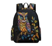 TPISLI Students Owl Pattern Daypack Boys Girls Age 7-12 Lightweight Durable Bird Illustration Rucksack for Spring Outing Autumn Trip Back to School Gift, Daily Carry
