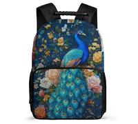 TPISLI Students Peacock Motif School Bag School Years 2-5 Animal Pattern Daypack for Girls Boys Primary Classes, 1680D Fabric Adjustable Straps Short Trips