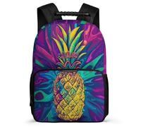 TPISLI Students Pineapple Print Bookbag Primary Age 6-11 Fruit Pattern Backpack for Kids and Teens School Years 1-4, Adjustable Straps Lightweight Daily Essentials