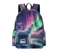 TPISLI Students Polar Bear School Backpack Boys Girls 8-14 Years Cool Durable Animal And Aurora Rucksack for Spring Outing Travel Holiday Gift, 15.6 Inch Laptop Backpack
