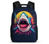 TPISLI Students Shark Motif Bookbag Primary Age 6-11 Sea Creature Backpack for Kids and Teens Junior School, 1680D Fabric Side Pockets Back to School Gift