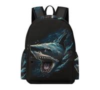 TPISLI Students Shark Pattern Backpack School Bag Marine Animal 9-13 Years Rucksack for School Travel, Stylish 11.6 Inch Laptop Daypack for Books, Lessons and Travel
