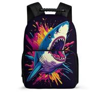 TPISLI Students Shark School Backpack Primary Age 6-11 Marine Life Backpack for Kids and Teens School Years 1-4, Sturdy Handle 1680D Fabric Daily Essentials
