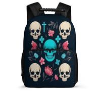 TPISLI Students Skull Design Bookbag 8-12 Years Skeleton Rucksack for Kids and Teens School Years 1-4, Adjustable Straps Soft Felt Details Birthday Gift