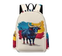 TPISLI Students Spanish Fighting Bull Backpack School Bag Cattle 9-13 Years Rucksack for School Travel, Stylish 11.6 Inch Laptop Daypack for Books, Lessons and Travel