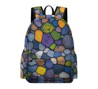TPISLI Students Stone Block Motif School Bag for Boys Girls 8-14 Years 13.3 Inch Laptop Backpack, Modern Durable Marble Pattern Backpack for Day Trips Outdoor Gift Daily Carry