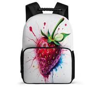 TPISLI Students Strawberry School Backpack Age 5-10 Fruit Theme Backpack for Kids and Teens School Years 1-4, 1680D Fabric Soft Felt Details Travel Daily Use