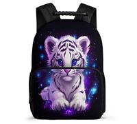 TPISLI Students Tiger Illustration School Backpack Age 5-10 Animal Backpack for Kids and Teens School Years 1-4, 1680D Fabric Soft Felt Details Travel Daily Use