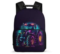 TPISLI Students Tractor Motif Rucksack Primary Age 6-11 Car Pattern Bookbag for Girls Boys School Years 1-4, Padded Back Lightweight Back to School Gift
