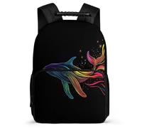 TPISLI Students Whale Bookbag 8-12 Years Marine Animal Rucksack for Kids and Teens School Years 1-4, Adjustable Straps Soft Felt Details Birthday Gift