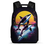 TPISLI Students Whale School Backpack Age 5-10 Marine Life Backpack for Kids and Teens School Years 1-4, 1680D Fabric Soft Felt Details Travel Daily Use