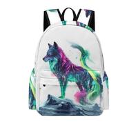 TPISLI Students Wolf Design Daypack for Boys Girls Primary Years 4-6 13.3 Inch Laptop Backpack, Lightweight Stylish Animal Wolve Print Fashion School Bag for Daily Travel School Season Gift