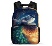 TPISLI Students Wolf Design Rucksack Primary Age 6-11 Animal Wolve Print Bookbag for Girls Boys School Years 1-4, Padded Back Lightweight Back to School Gift