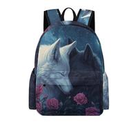 TPISLI Students Wolf Design School Bag for Boys Girls 8-14 Years 13.3 Inch Laptop Backpack, Modern Durable Animal Wolves Print Backpack for Day Trips Outdoor Gift Daily Carry