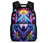 TPISLI Students Wolf Motif Bookbag 8-12 Years Animal Wolves Rucksack for Kids and Teens School Years 1-4, Adjustable Straps Soft Felt Details Birthday Gift
