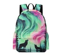 TPISLI Students Wolf Print Daypack Boys Girls Secondary School Age 11-16 Stylish Durable Animal Wolves Motif Bookbag for Outdoor Use Outdoor Gift, 13.3 Inch Laptop Rucksack