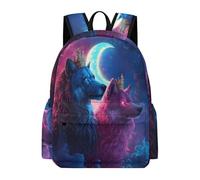 TPISLI Students Wolves Motif Daypack Boys Girls Primary to Secondary School Age 15.6 Inch Laptop Backpack, Fashion Style Wolf Pattern Back pack for Spring Outing Autumn Trip Outdoor Gift