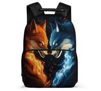 TPISLI Students Wolves Pattern Rucksack School Years 2-5 Animal Wolf Rucksack for Students Primary Classes, Soft Felt Details Lightweight Daily Essentials