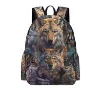 TPISLI Students Wolves Tiger Backpack School Bag Animal Wolf 11-16 Years Rucksack for Senior Classes, Fashion 14 Inch Laptop Bag for Spring Outing and Daily Classes