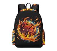 TPISLI Teens Fire Basket-Ball Back pack Boys Girls Secondary Years 7-11 14 Inch Laptop Backpack, Lightweight Stylish Basketball Design Rucksack for Day Trips Holiday Gift
