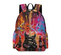 TPISLI Teens Guitar Rucksack Boys Girls School Years 5-9 15.6 Inch Laptop Backpack, Everyday Durable Singer Music Lover Backpack for Hiking Travel New Term Gift Outdoor Activity