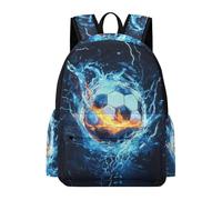 TPISLI Teens Ice And Fire Soccer Ball Daypack for Boys Girls 11-16 Years Trendy Lightweight Football Back pack for School Trips School Season Gift, Everyday Carry Large Capacity