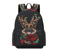 TPISLI Teens Shepherd Dog School Backpack for Boys Girls Secondary School Age 11-16 15.6 Inch Laptop Backpack, Trendy Lightweight Christmas Theme Daypack for Daily Travel Outdoor Gift
