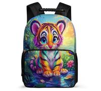 TPISLI Tiger Daypack for Boys Girls Primary School, Animal Tiger Backpack 7-11 Year Olds, Durable School Bag, Sturdy Handle, Outdoor Travel, Day Trips
