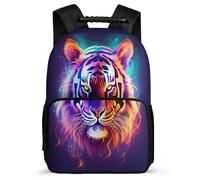 TPISLI Tiger Design Backpack for Boys Girls Primary School Animal Tiger Bookbag School Years 2-5 Children, Soft Felt Details Lightweight Outdoor Day Trips