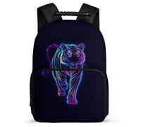 TPISLI Tiger Design Rucksack for Students Primary School Animal Print Rucksack School Years 2-5 Girls Boys, Soft Felt Details Lightweight Outdoor Day Trips