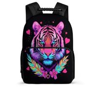 TPISLI Tiger Design School Backpack for Students Year 2-5 Animal Rucksack Ages 6-10 Kids and Teens, Soft Felt Details Padded Back Daily Essentials