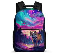 TPISLI Tiger Illustration Daypack Primary School for Kids and Teens 7-11 Year Olds Animal Design Rucksack Children, Sturdy Handle 1680D Fabric Daily Essentials