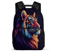 TPISLI Tiger Illustration School Backpack for Children 7-11 Year Olds Animal Design School Bag for Kids and Teens Year 3-6, Side Pockets Soft Felt Details Travel Daily Use