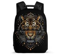 TPISLI Tiger Illustration School Bag School Years 1-4 for Boys Girls Ages 6-10 Animal Design Backpack Boys Girls, Padded Back Soft Felt Details Outdoor Day Trips