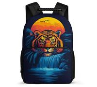 TPISLI Tiger Motif Backpack for Girls Age 5-10, Animal Pattern School Bag for Girls Boys, Lightweight Rucksack, Side Pockets, Padded Back, Travel Daily Use