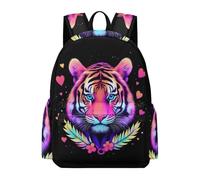 TPISLI Tiger Motif Daypack Kids Age 10-14 Animal Tiger School Bag Students Year 6 Durable Lightweight 14 Inch Laptop Backpack School Years 3-6 Daily Use Outdoor Gift