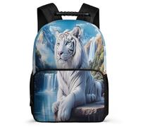 TPISLI Tiger Motif Rucksack for Girls for 5 to 10 Years, Animal Pattern Bookbag Kids, Durable Backpack, 1680D Fabric, Primary Classes, Daily Essentials