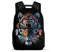 TPISLI Tiger Motif School Backpack for Children Year 3-6 Animal Pattern Backpack 8-12 Years Kids and Teens, 1680D Fabric Soft Felt Details Back to School Gift