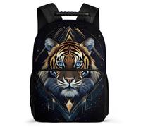 TPISLI Tiger Motif School Bag for Boys 8-12 Years Animal Bookbag for Students Primary Classes, Adjustable Straps 1680D Fabric Back to School Gift