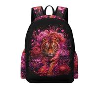 TPISLI Tiger Motif School Bag Kids Age 7-9 Animal Tiger Daypack Boys Year 5-7 Lightweight Durable 16.5 Inch Laptop Rucksack School Years 7-10 Travel Use Daily Carry