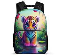TPISLI Tiger Pattern School Backpack for Children 7-11 Year Olds Animal Bookbag for Girls Boys Primary Classes, 1680D Fabric Sturdy Handle Back to School Gift
