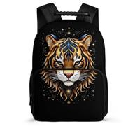 TPISLI Tiger Pattern School Backpack for Girls Boys Year 2-5 Animal Tiger School Bag Year 3-6 Girls Boys, Soft Felt Details Side Pockets Travel Daily Use