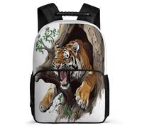 TPISLI Tiger Print Backpack for Boys Primary Age 6-11 Animal Motif Rucksack for Kids and Teens Primary Classes, 1680D Fabric Side Pockets School Travel