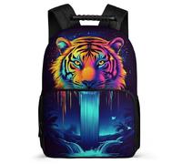 TPISLI Tiger Print Daypack for Kids and Teens Primary Age 6-11 Animal Motif Daypack for Students Year 2-5, Adjustable Straps Soft Felt Details Travel Daily Use