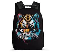 TPISLI Tiger Print School Backpack Age 7-12 for Girls, Animal Motif Daypack for Boys Girls, Lightweight Bag, Side Pockets, Padded Back, Travel Daily Use