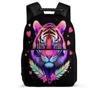 TPISLI Tiger Print School Backpack for Boys Primary Classes Animal Bookbag Year 3-6 Children, Soft Felt Details Adjustable Straps Daily Essentials