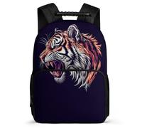 TPISLI Tiger Print School Backpack for Girls Primary Classes Animal Motif Rucksack Ages 6-10 Students, Soft Felt Details Side Pockets Outdoor Day Trips