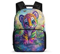 TPISLI Tiger School Backpack Primary School for Girls Boys Year 3-6 Animal Tiger Bookbag Boys, Adjustable Straps Soft Felt Details Outdoor Day Trips
