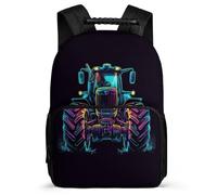 TPISLI Tractor Design Backpack for Girls Boys School Years 1-4 Car Print Backpack Ages 6-10 Girls Boys, 1680D Fabric Adjustable Straps Outdoor Day Trips